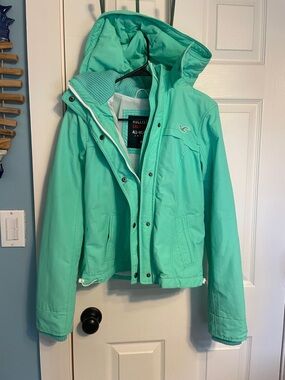 Hollister Mint Green Hooded Winter Coat